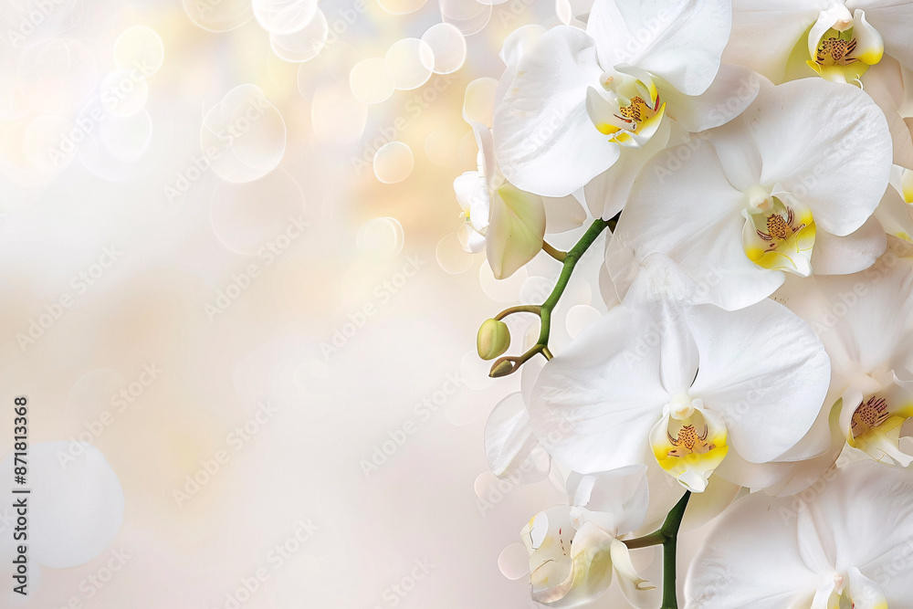 Obraz premium white orchid background with copy space