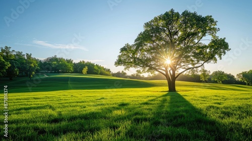 Sun-dappled fields in tranquil countryside