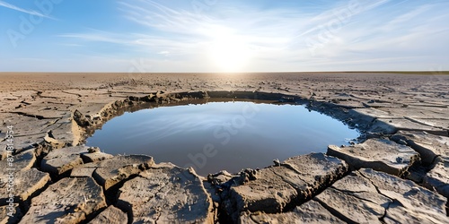 Visual Evidence of Environmental Decline and Destruction on Earth's Half-Dead Landscape. Concept Man-Made Pollution, Deforestation, Climate Change Impacts photo