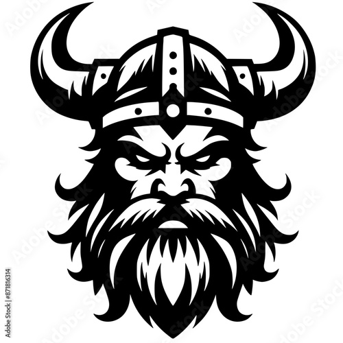 Silhouette of angry viking face