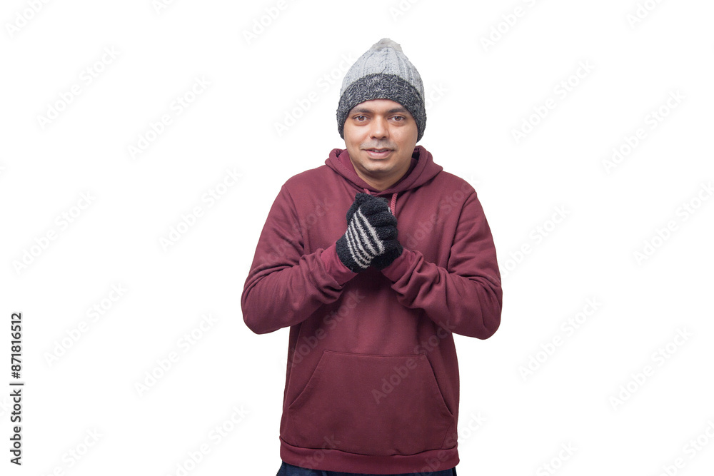 Man feeling cold with cap blouse. Cold concept. Winter concept. Low temperature. Man feeling cold with cap blouse. Cold concept. Winter concept. Low temperature.