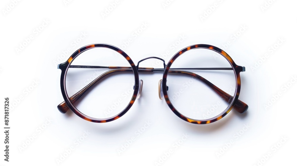 Mysterious glasses with lenses on white backdrop Mysterious glasses with lenses on white backdrop