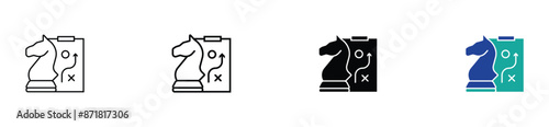  set of Business strategy thin line icon set. Strategy management and planning concept. Action plan, solutions, plans, and success targets. Vector illustration