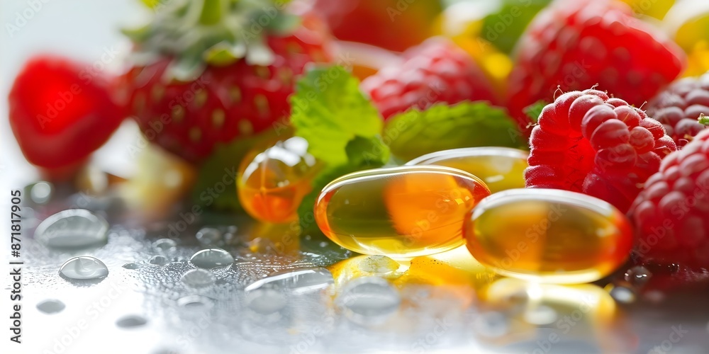 Enhancing Daily Health Routines with Delicious Fruit-Flavored Gummy Vitamins. Concept Healthy Habits, Gummy Vitamins, Fruit Flavors, Daily Routine, Nutritional Supplements Enhancing Daily Health Routines with Delicious Fruit-Flavored Gummy Vitamins. Concept Healthy Habits, Gummy Vitamins, Fruit Flavors, Daily Routine, Nutritional Supplements
