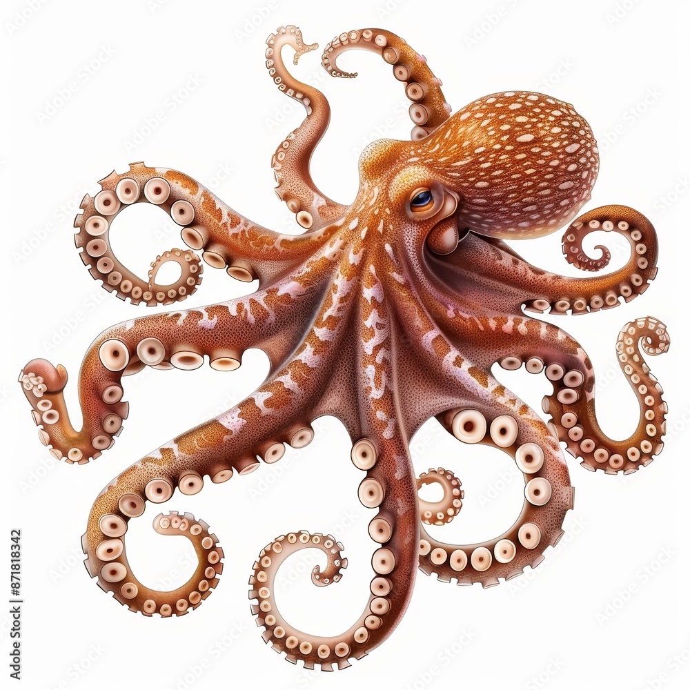 A large octopus with a white background A large octopus with a white background