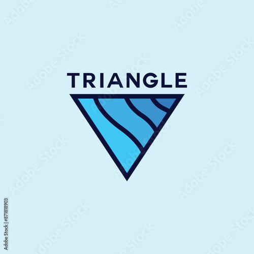 Triangle Wave Logo Colorful Vector, Monoline Flow Icon Symbol, Emblem Creative Vintage Graphic Design