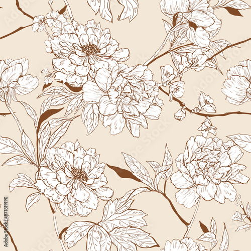 Seamless floral design. Backdrop flowers pattern.