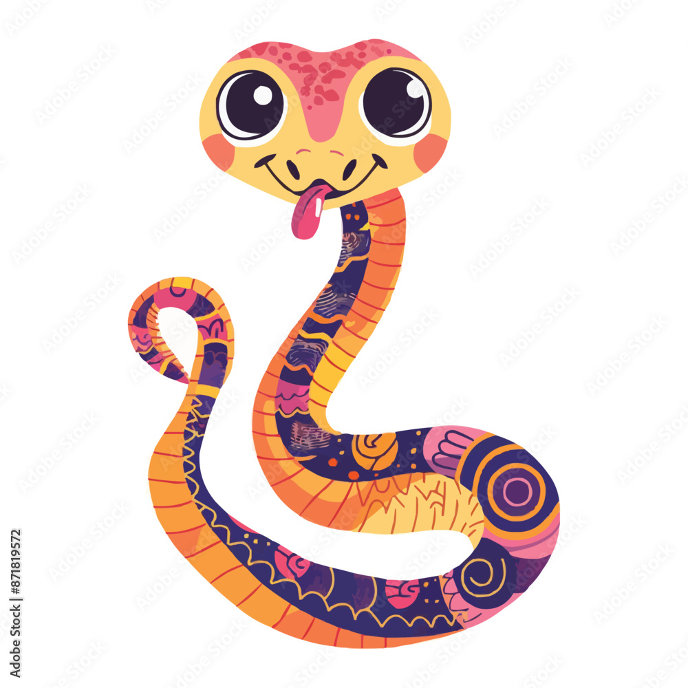 Fototapeta premium cute Cartoon snake posing and sticking out tongue vector