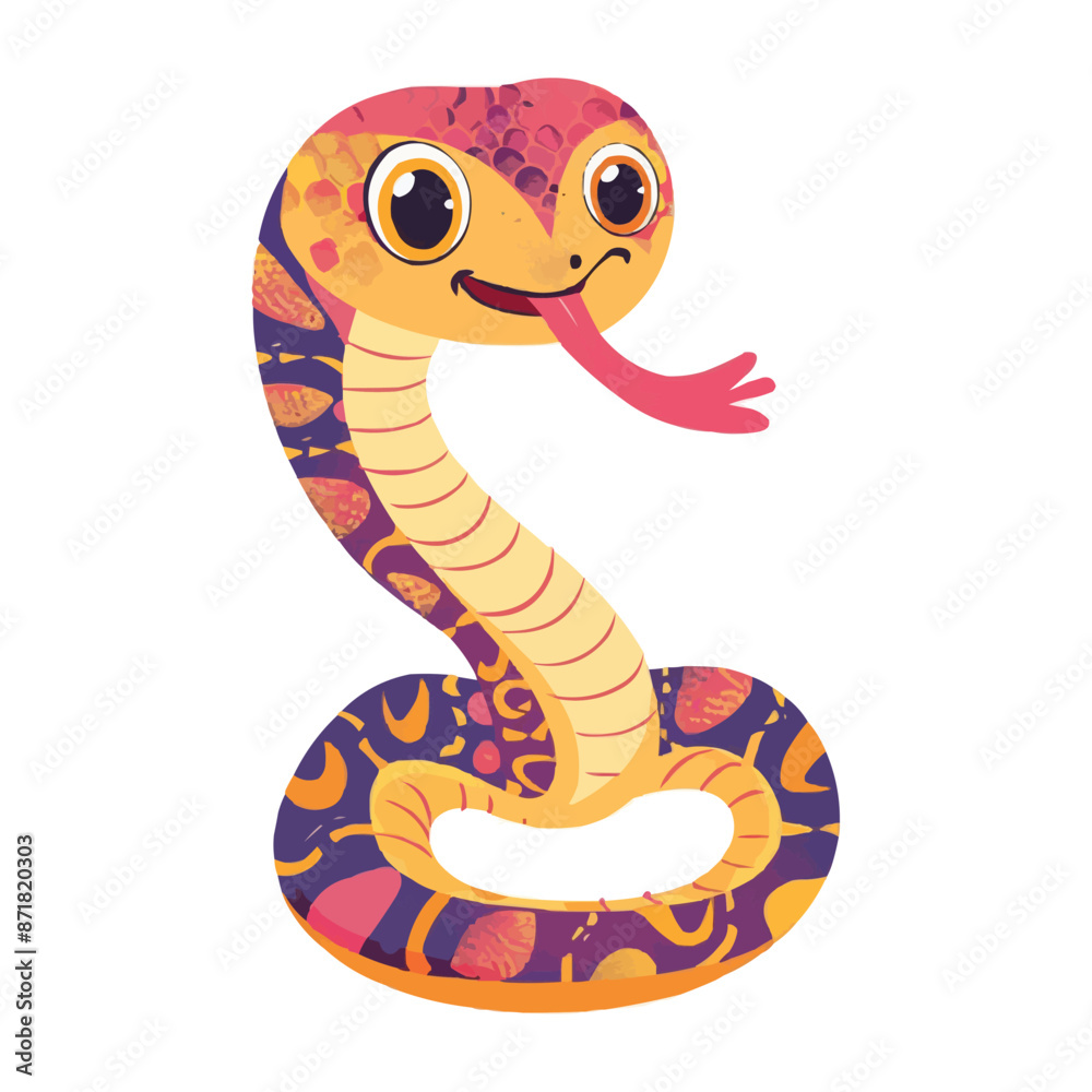 Fototapeta premium cute Cartoon snake posing and sticking out tongue vector