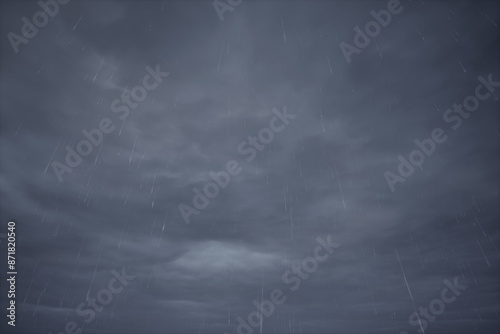 3D rendering of a cloudy and rainy sky. 3D illustration of a sky full of clouds and rain.