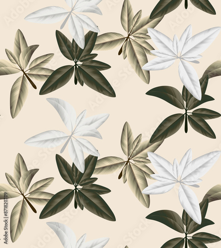 Modern colorful tropical floral pattern. Cute botanical abstract contemporary seamless pattern.
