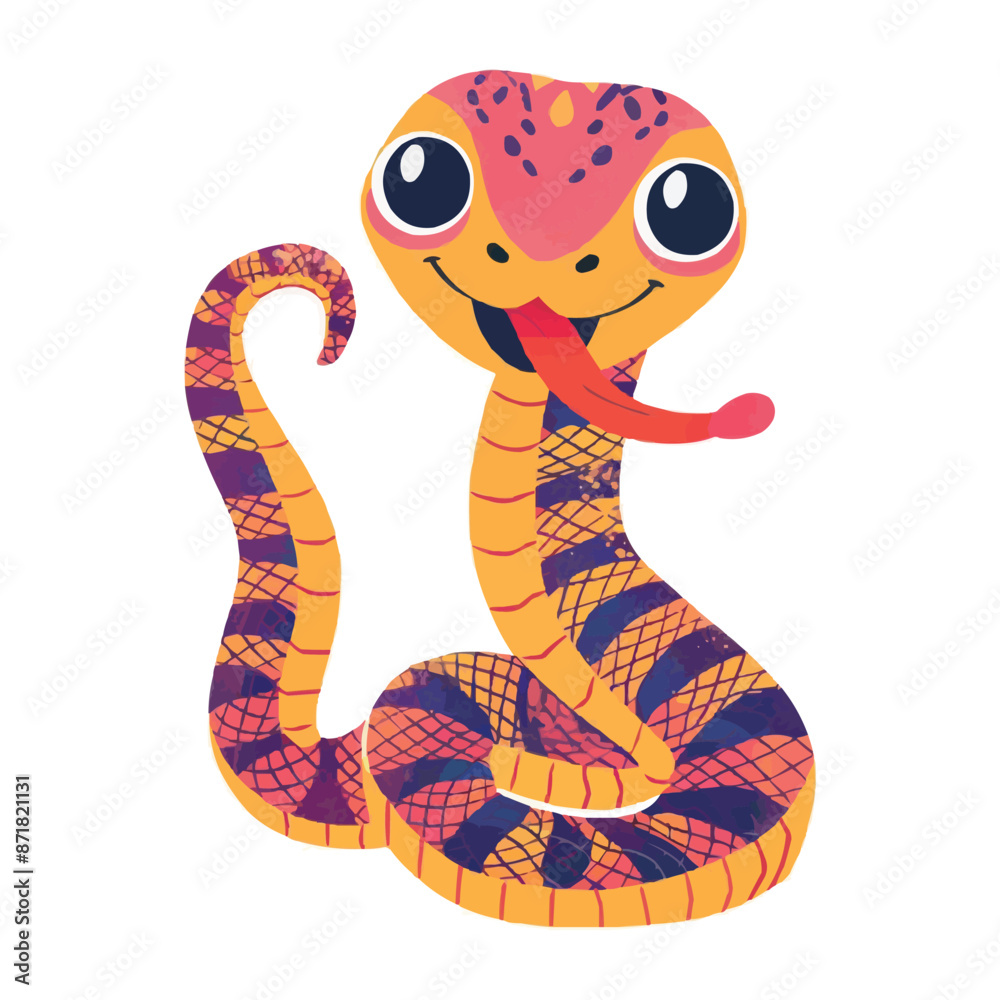 Fototapeta premium cute Cartoon snake posing and sticking out tongue vector