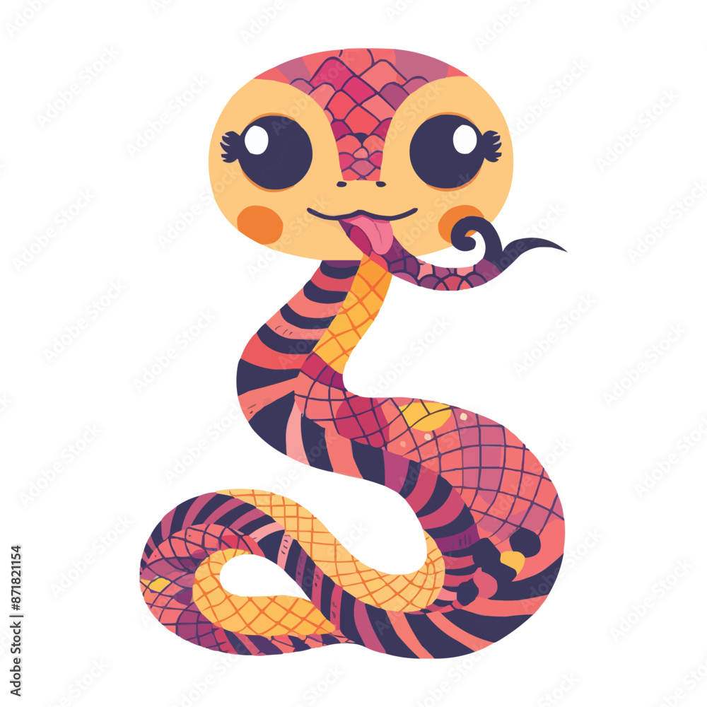 Fototapeta premium cute Cartoon snake posing and sticking out tongue vector