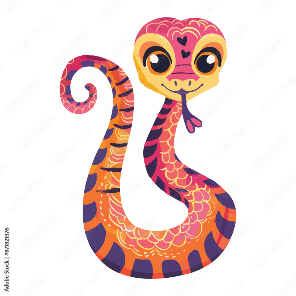 Fototapeta premium cute Cartoon snake posing and sticking out tongue vector