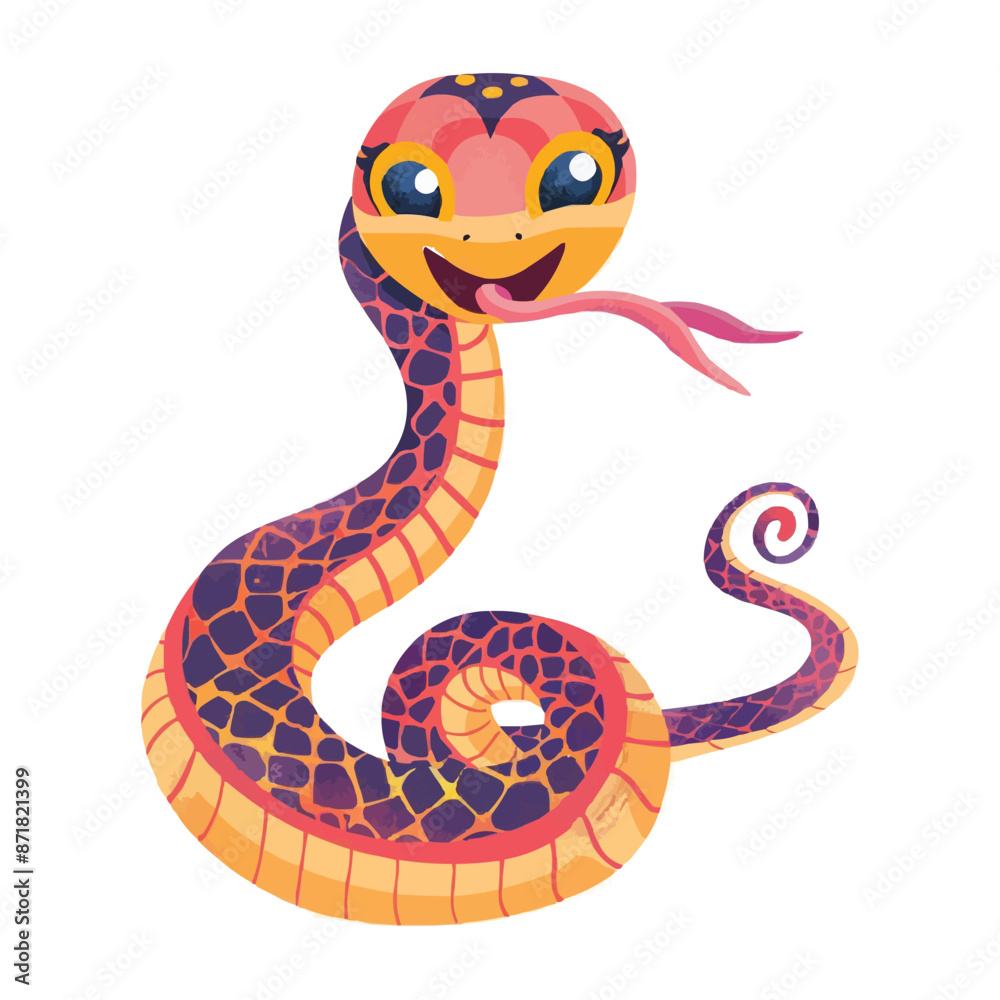 Fototapeta premium cute Cartoon snake posing and sticking out tongue vector