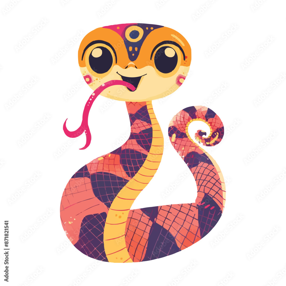 Fototapeta premium cute Cartoon snake posing and sticking out tongue vector