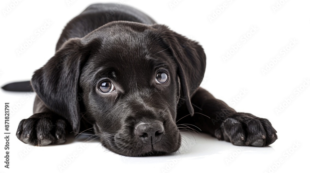 Isolated labrador puppy on white backdrop Isolated labrador puppy on white backdrop