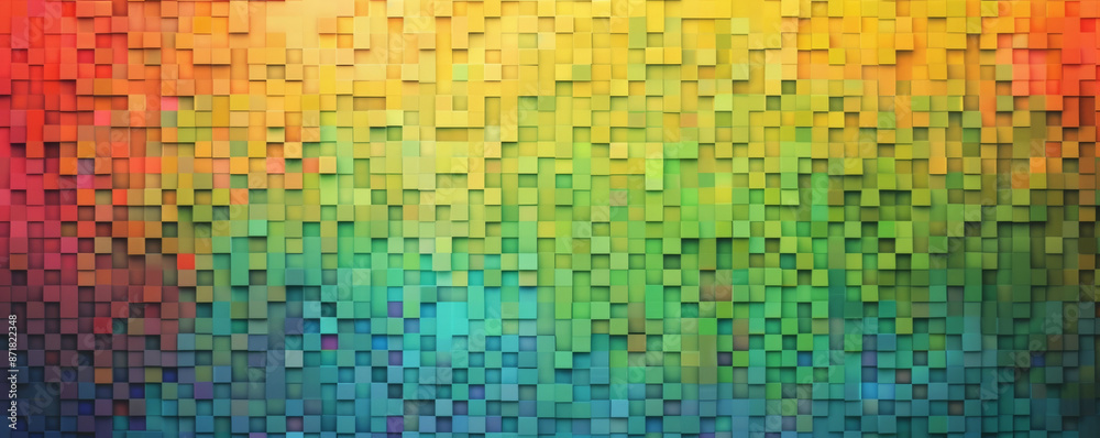 A rainbow mosaic pixel background with distinct, vibrant colors arranged in a gradient. The pixelated design highlights the spectrum of colors in a bright and cheerful pattern. A rainbow mosaic pixel background with distinct, vibrant colors arranged in a gradient. The pixelated design highlights the spectrum of colors in a bright and cheerful pattern.