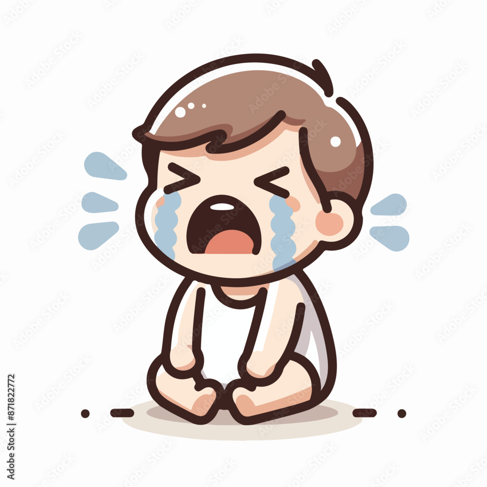 Obraz premium Vector image of crying little child