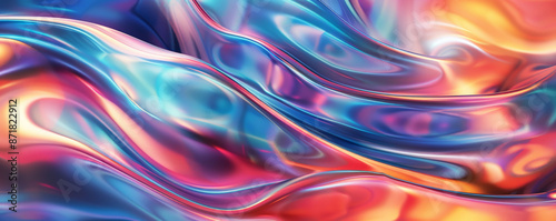 Wallpaper Mural Abstract iridescent background design, 3d render, featuring a flowing, ribbon-like texture. The iridescent surface glimmers with a spectrum of colors, creating a fluid and captivating visual effect. Torontodigital.ca
