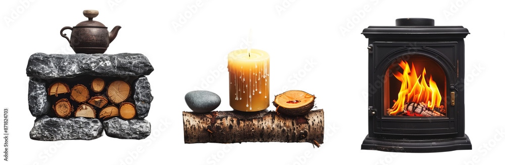 Burning household items is a burning candle with melting wax and a burning Burning household items is a burning candle with melting wax and a burning