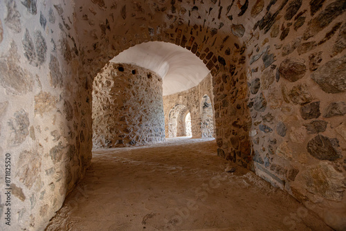 Fototapeta Naklejka Na Ścianę i Meble -  Stone walls of Mamure Castle on Mediterranean coast. Anamur, Mersin Province, Turkey.