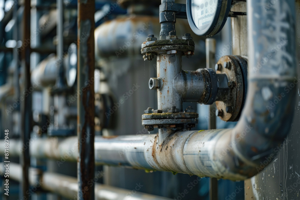 Close up, Modern urban waste water treatment plant showcasing sustainable practices