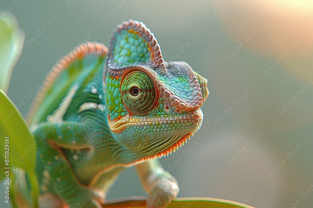 Detailed close up of a chameleon s vibrant eye in high quality macro photography Detailed close up of a chameleon s vibrant eye in high quality macro photography