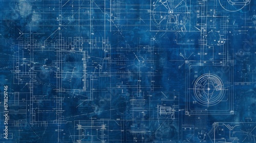 Abstract blueprint background texture. Engineering drawing. Parts for industrial construction