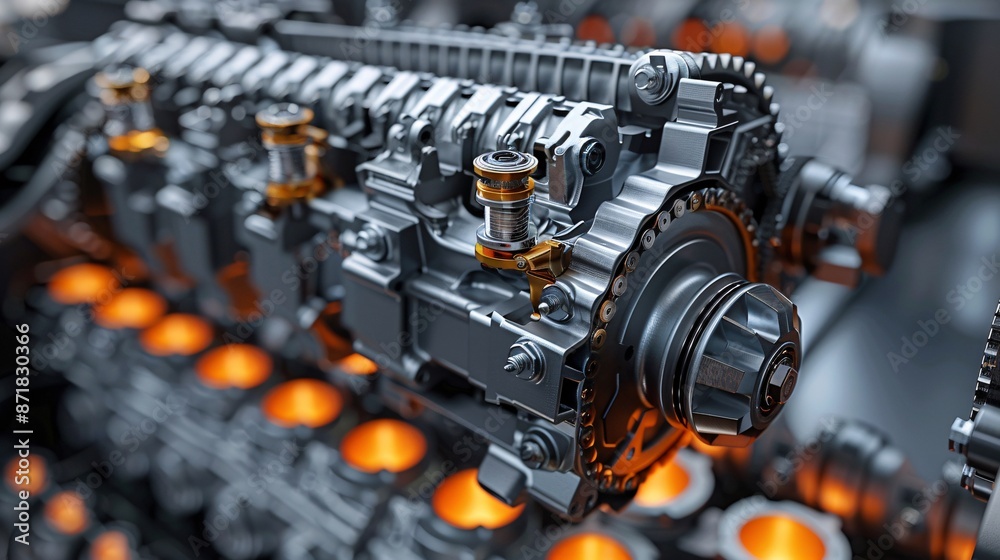 Educational diagram of internal combustion engine parts like camshaft ...