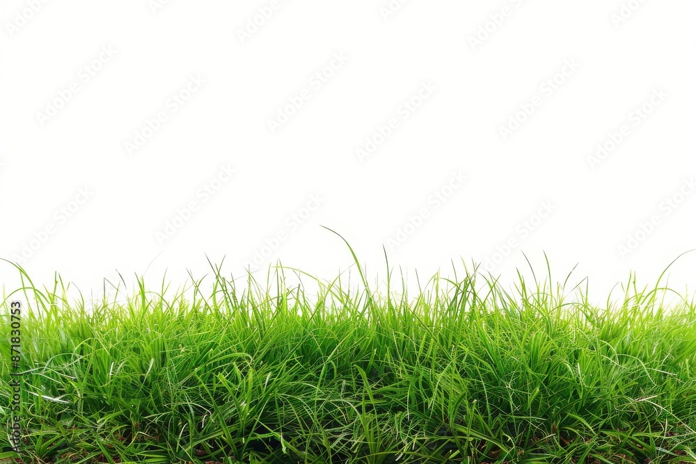 Obraz premium idyllic rural landscape with healthy green grass on a simple white background