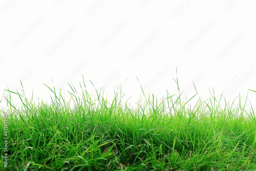 Fototapeta premium countryside panorama featuring vibrant green grass against a clear white backdrop