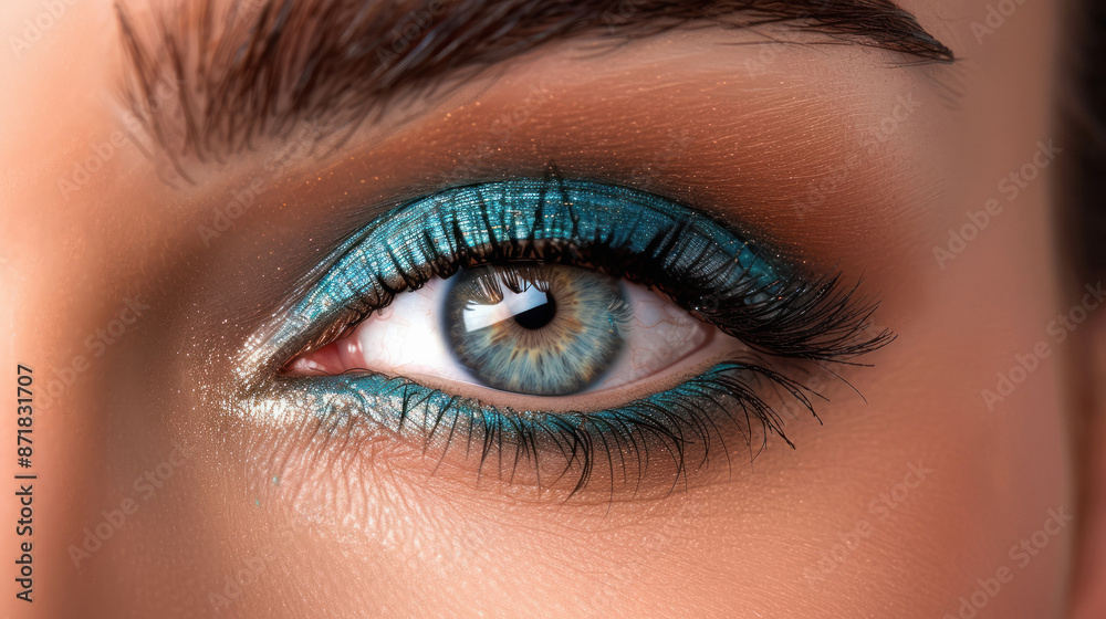 Obraz premium Close up view of beautiful woman smoky eyes