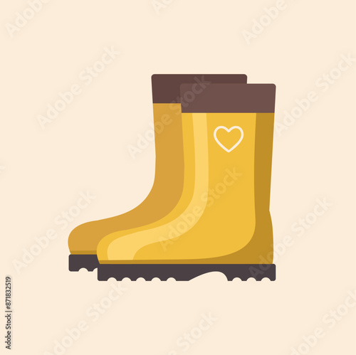 Yellow rubber boots on white background