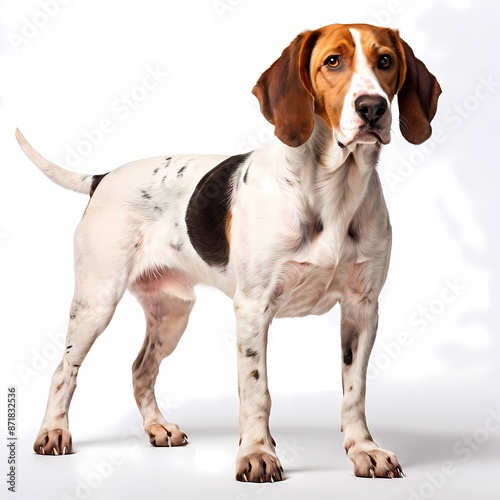 Treeing walker coonhound dog breed standing against white background, AI Generated