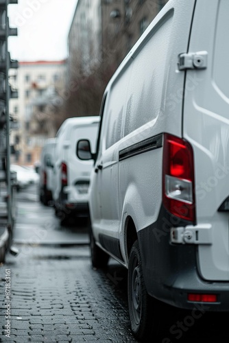 white delivery vans. 