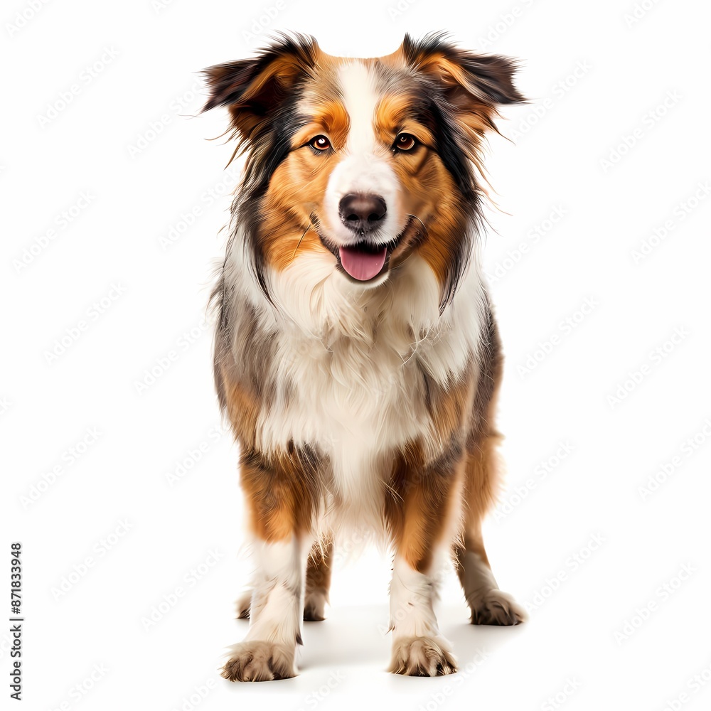 Welsh sheepdog breed standing against white background, AI Generated Welsh sheepdog breed standing against white background, AI Generated