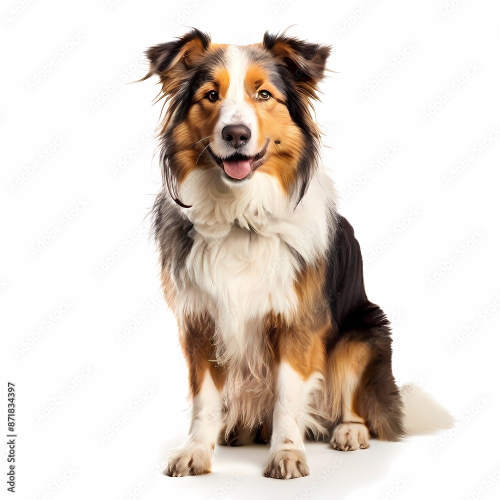Welsh sheepdog breed standing against white background, AI Generated Welsh sheepdog breed standing against white background, AI Generated