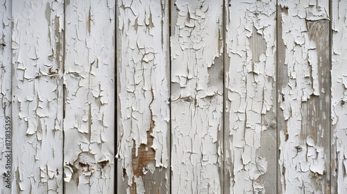 Wooden wall with peeling white paint