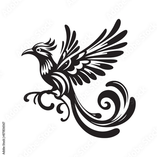 Quetzal bird silhouette vector art