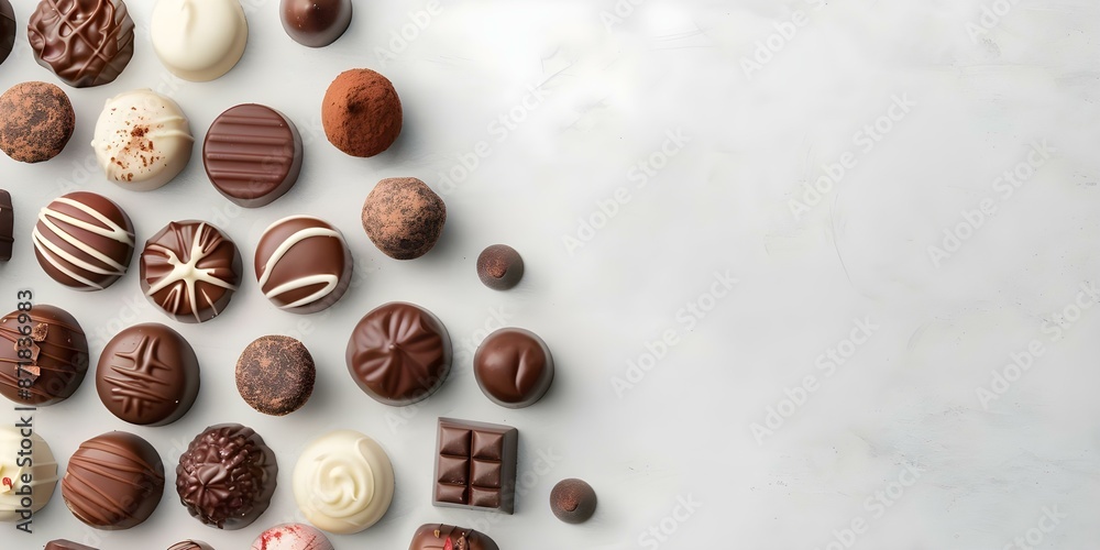 Indulge in a Variety of Chocolates to Celebrate World Chocolate Day. Concept Chocolate Tasting, Homemade Treats, History of Cocoa, Chocolate Pairing, Cocoa Creations Indulge in a Variety of Chocolates to Celebrate World Chocolate Day. Concept Chocolate Tasting, Homemade Treats, History of Cocoa, Chocolate Pairing, Cocoa Creations