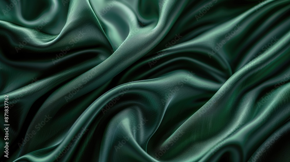 Fototapeta premium Copy space on green satin textured background