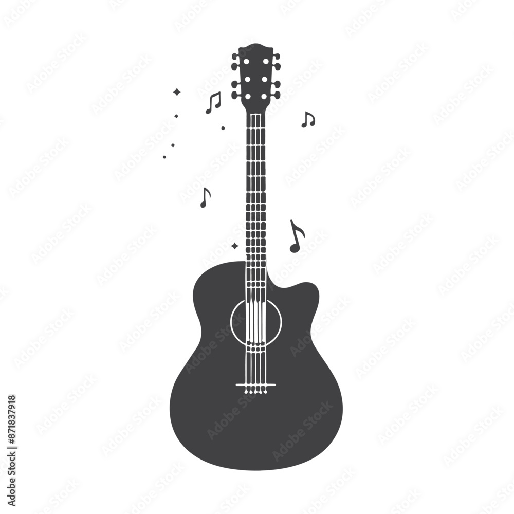 Naklejka premium Guitar Silhouette Vector Illustration Art