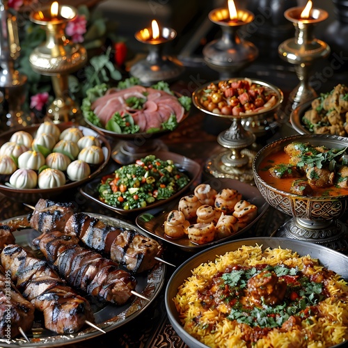 A Feast Fit for a King: A Table Spread with a Variety of Dishes photo