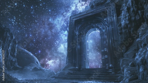 Mystical Portal Gateway in an Ethereal Cosmic Landscape