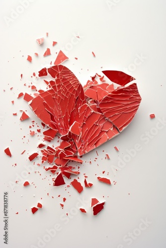 Shattered Red Heart Concept Illustrating Heartbreak and Emotion