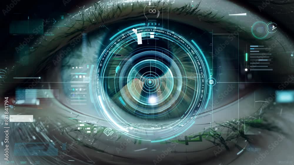 Close Up View of a Human Eye With Digital Interface Overlaid Close Up View of a Human Eye With Digital Interface Overlaid