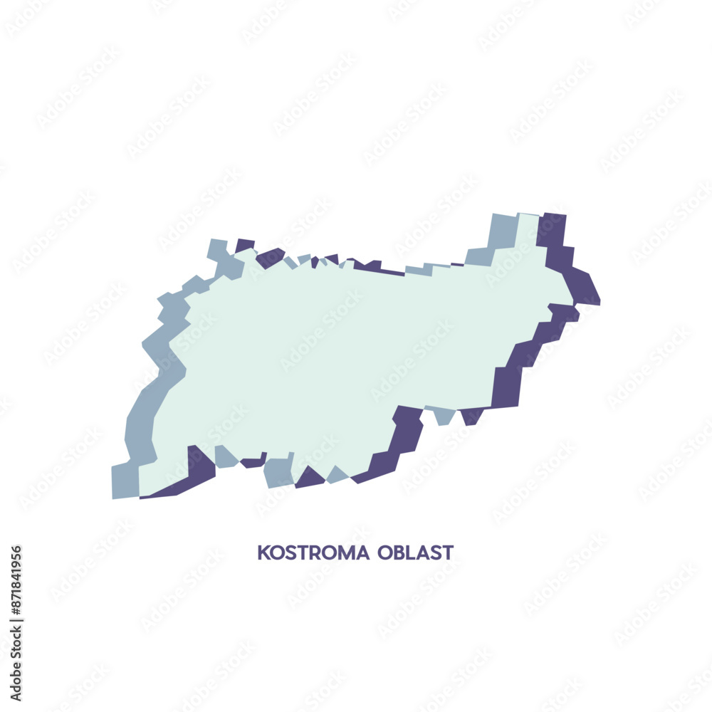 Fototapeta premium Kostroma Oblast Map - World Map International vector template. Russia region silhouette vector illustration