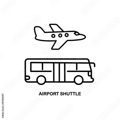 Airport shuttle outline vector icon. Thin line black airport shuttle icon, flat vector simple element illustration from editable transportation concept isolated on white background
