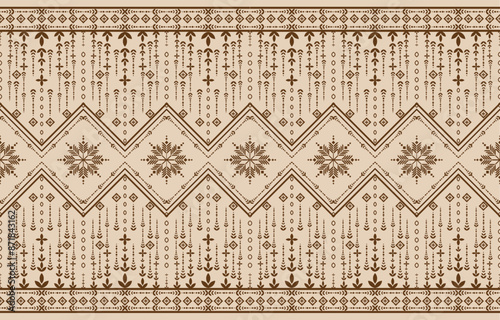 Geometric ethnic oriental pattern traditional Design for background,carpet,wallpaper,clothing,wrapping,Batik,fabric,Vector embroidery style. 